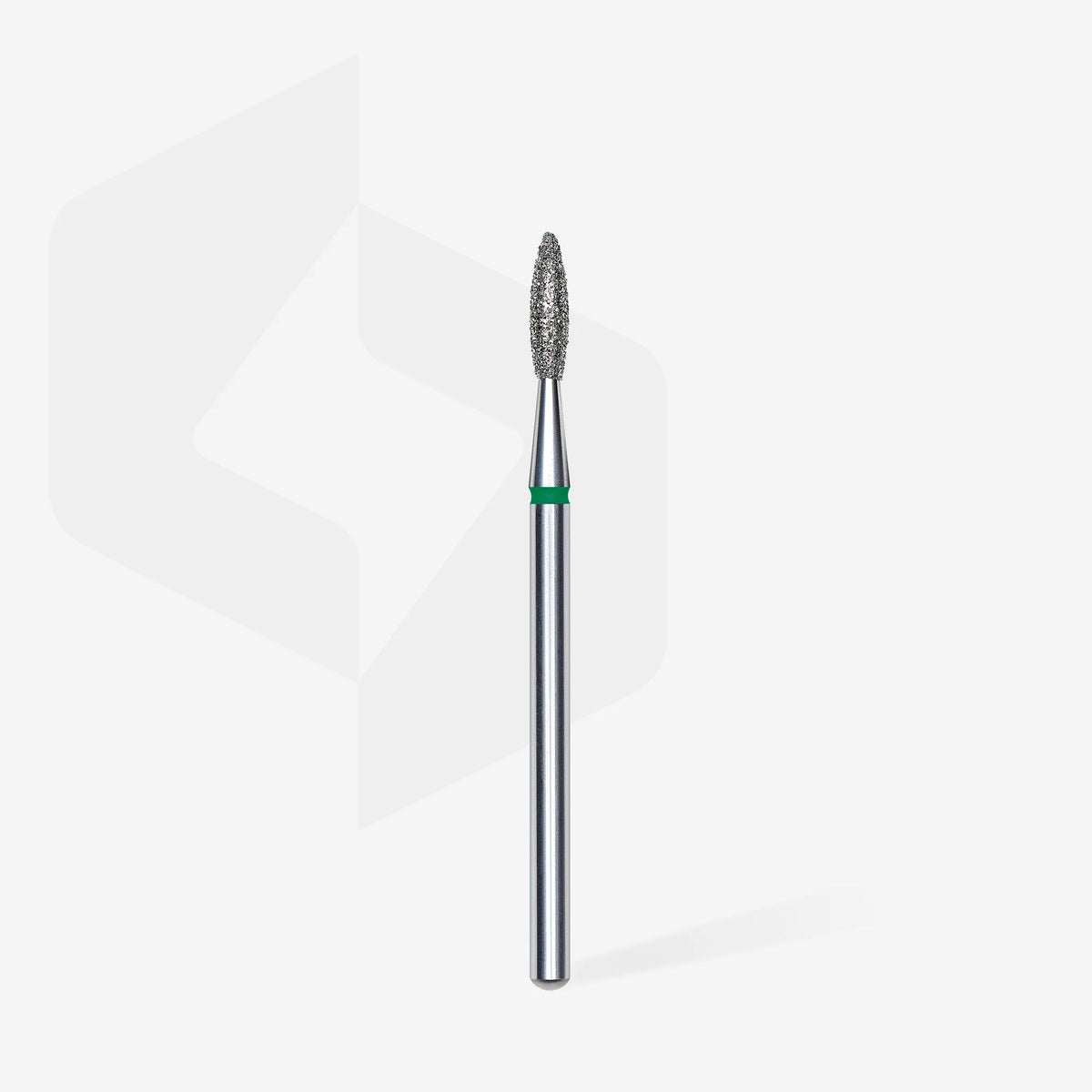 Embout diamant « flamme », vert, diamètre tête 2.1 mm, partie active 8mm
