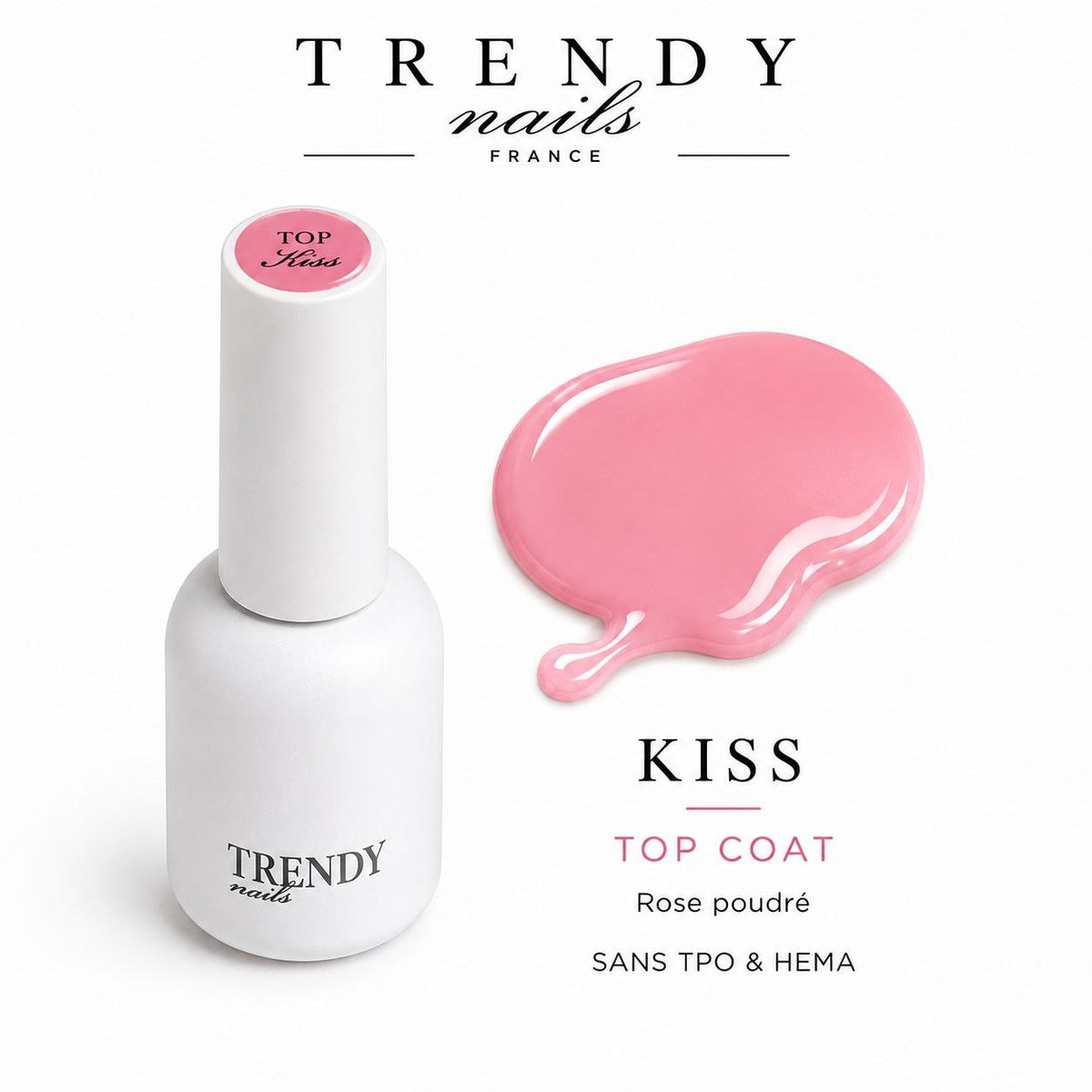 Kiss Top Coat | Top Coat Rose Poudré Sans Résidu – 10ml